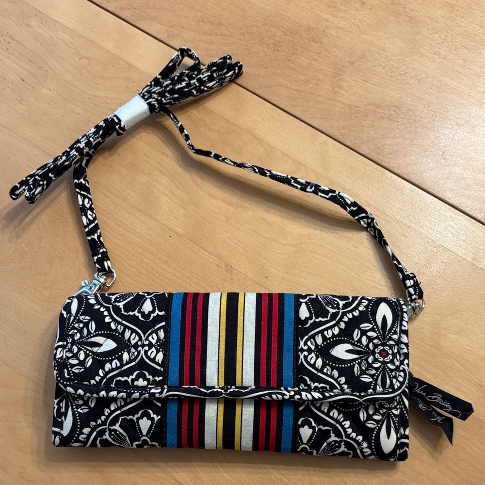Vera Bradley ‘Knot Just a Clutch’ with retired Barcelona B&W Striped Pattern